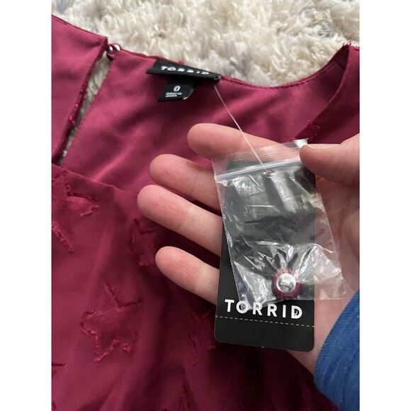 Torrid Midi Clip Dot Chiffon Tiered Dress Plus Size 0 L 12 #D13886 NWT - Picture 4 of 6